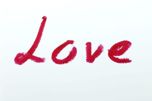 Red lipstick love on white background