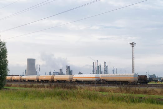 train wagons with fuel in the harbor of Antwerp, Belgium