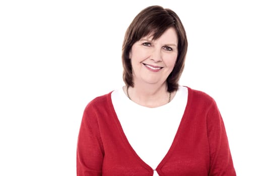 Senior woman posing happily to camera
