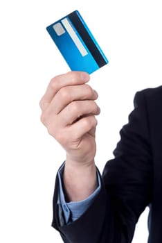 Cropped image of a businessman holding credit card
