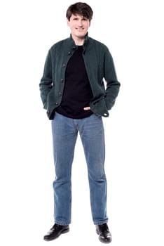 Smiling good looking man in casual winter cloth