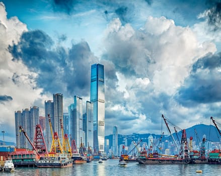 Hong Kong harbour at day