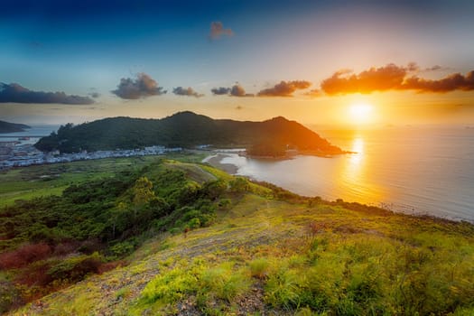 Sunset in Tai O fishing village, Hong Kong
