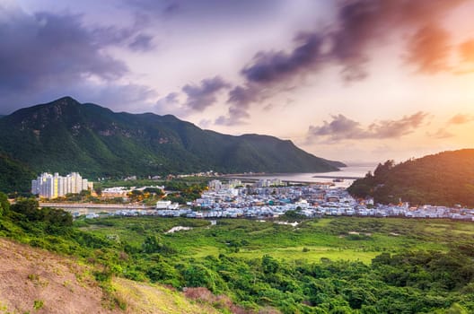 Sunset in Tai O fishing village, Hong Kong
