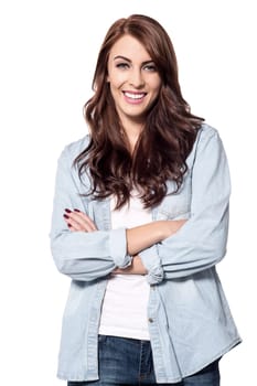Smiling lady posing arms folded