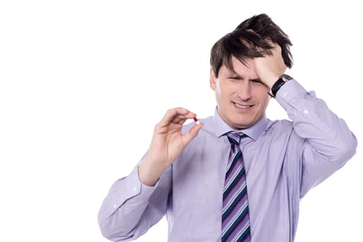 Tired executive having bad headache