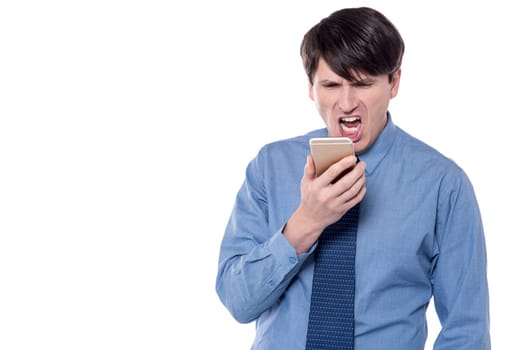 Angry businessman on phone call