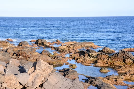 Dry Lava Coast Beach in the Atlantic Ocean