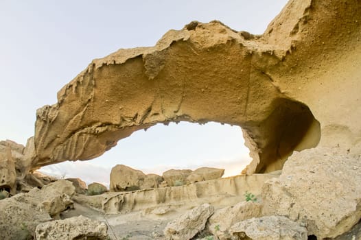 Volcanic Formation Natural Arch in the Desert Tenerife Canary Islands Spain