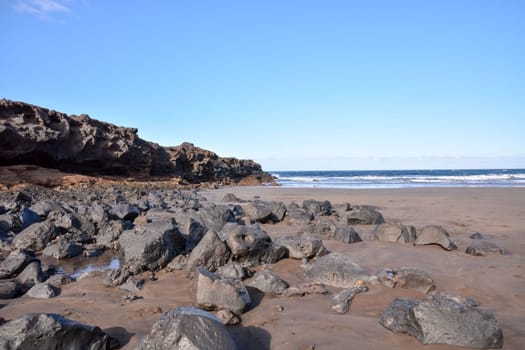 Dry Lava Coast Beach in the Atlantic Ocean