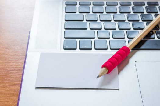 Simply freelance work table with laptop, stock photo