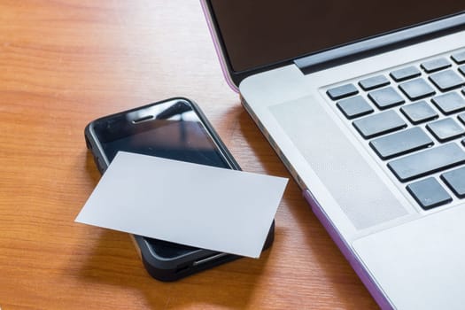 Simply freelance work table with laptop, stock photo