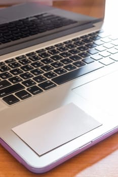 Simply freelance work table with laptop, stock photo