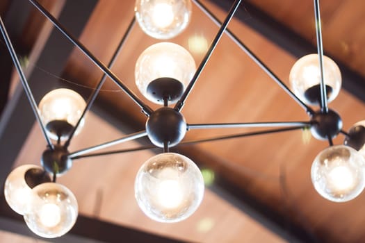 Beautiful light lamp decorated in coffee shop, stock photo