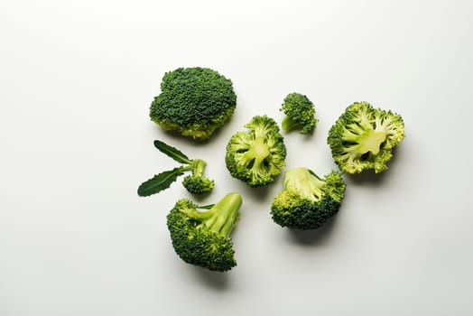Fresh raw broccoli isolated on a white background.