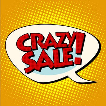 crazy sale comic bubble lettering pop art retro style