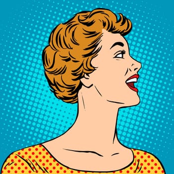 Beautiful girl in a poster style pop art retro. young woman calls positive