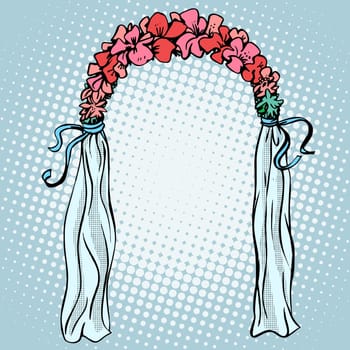 Wedding gate for the betrothal pop art retro style. Love romantic decoration