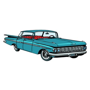 Retro green car classic abstract model pop art retro style. Transport and road. Collectible rare car. Repair and restoration