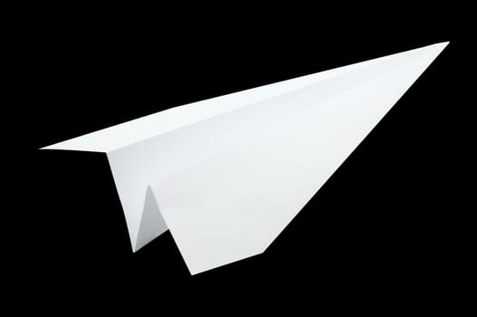 Airplane origami, folding paper in airplane shape, white color