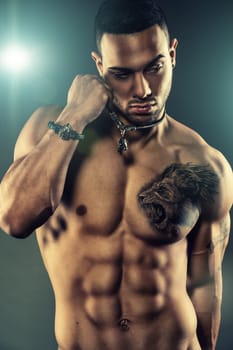 athletic man with muscles and defined body