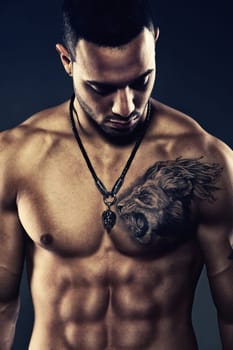 athletic man with muscles and defined body