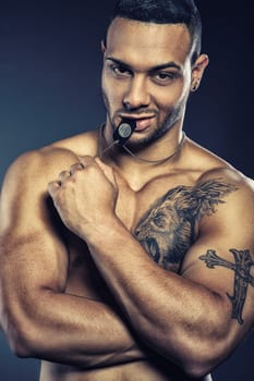 athletic man with muscles and defined body