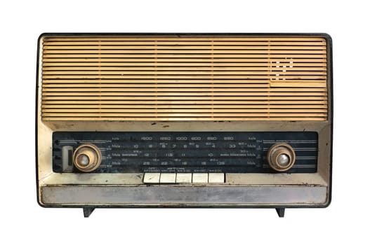 Retro blaster cassette tape recorder isolated on white background