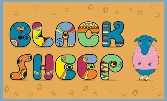 Inscription Black Sheep. Colored Letters