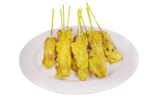 Grilled pork satay, moo satay, thai cuisine