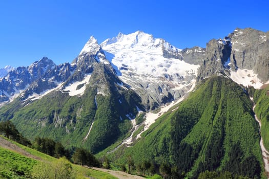 Image of beautiful landscape with Caucasus mountains