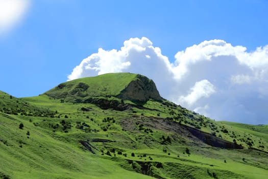 Summer scenery of Caucasus green mountains