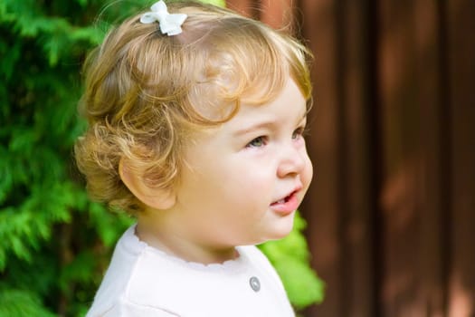 Photo of beautiful cute smiling infant girl