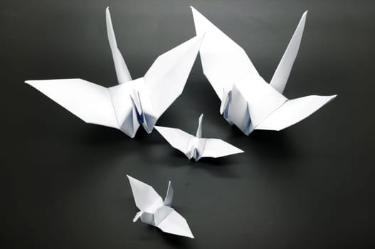 White origami crane, bird, paper
