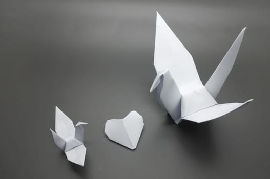 White origami crane, bird, paper