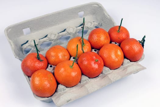 Mandarins in an egg carton