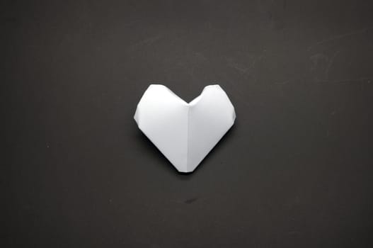 White origami heart shape paper