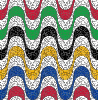 Colorful mosaic design of Brazil beach sidewalk, geometric seamless pattern wave shape background. EPS10 vector.