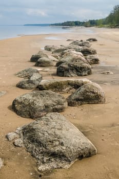 Stony on coast of Baltic sea early in the morning