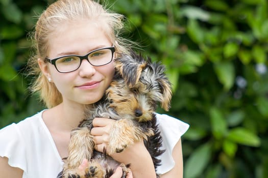 young girl and her dog