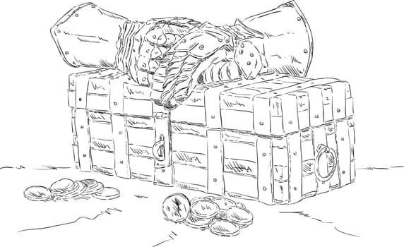 vector - Treasure chest ,money , isolated on background