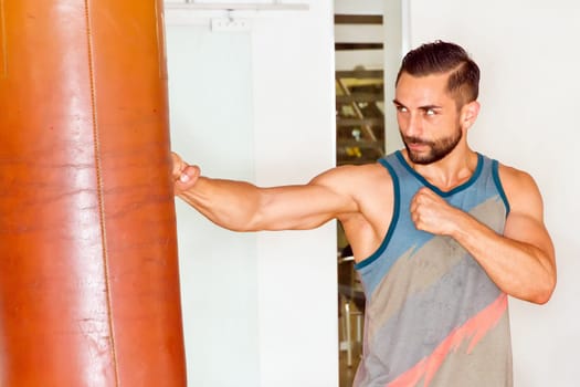 Training on the punching bag
