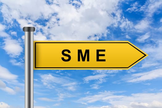 small and medium sized enterprise or SME words on yellow road sign