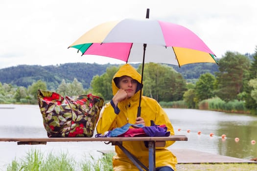Rainy day at the bathing lake