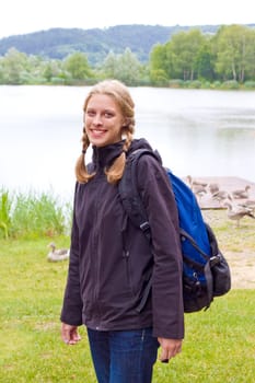 Student hiking