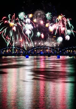 Fireworks in Big Eeuropean city Riga, Independence day