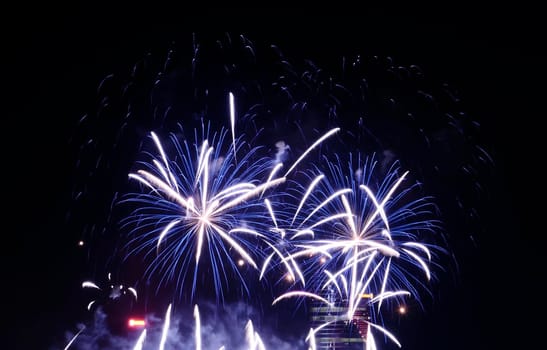 Fireworks in Big Eeuropean city Riga, Independence day