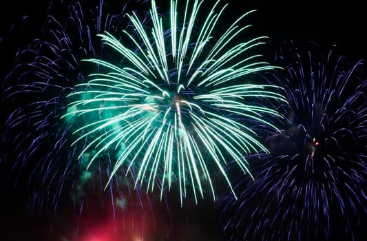 Fireworks in Big Eeuropean city Riga, Independence day