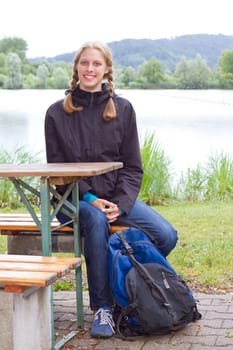 Student hiking