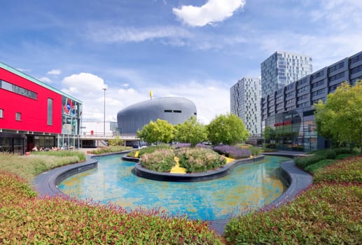 modern architecture in almere, netherlands. Almere is the youngest city in the netherlands and lies completely below sea level (2 to 5 meters)